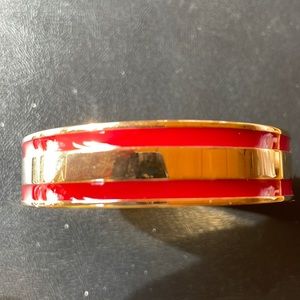 Ralph Lauren gold red enamel nautical striped bangle bracelet